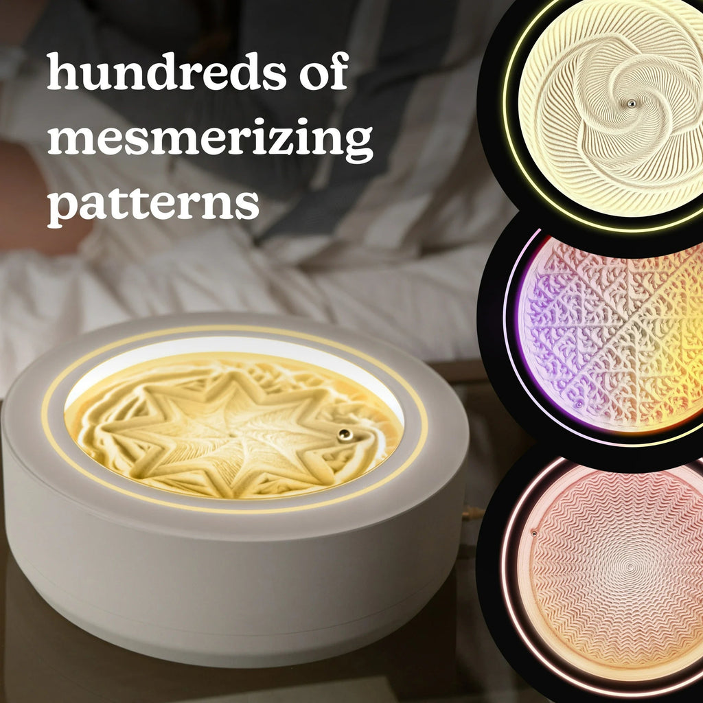 Homedics 11" Drift Sandscape - Zen Garden, Smart LED Lighting & Wi-Fi Enabled (Cream) - three thousand