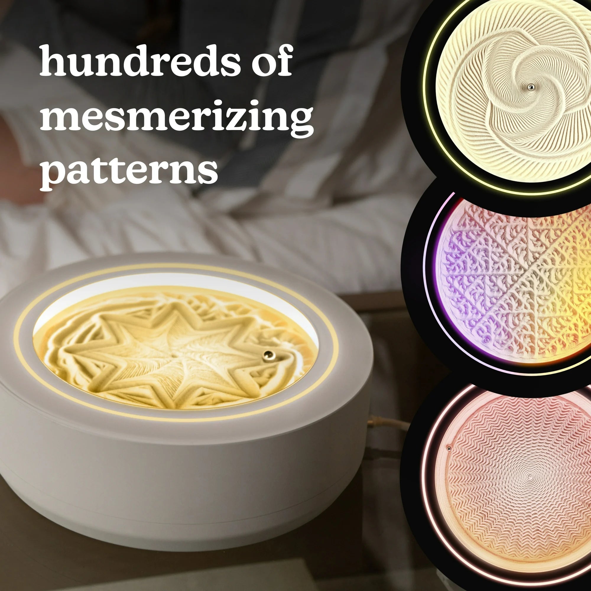 Homedics 11" Drift Sandscape - Zen Garden, Smart LED Lighting & Wi-Fi Enabled (Cream) - three thousand