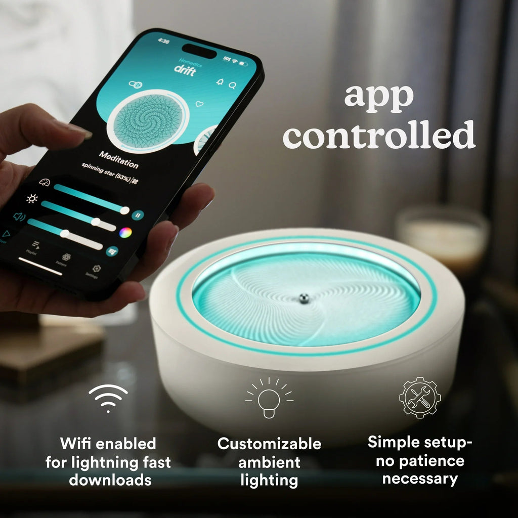 Homedics 11" Drift Sandscape - Zen Garden, Smart LED Lighting & Wi-Fi Enabled (Cream) - three thousand