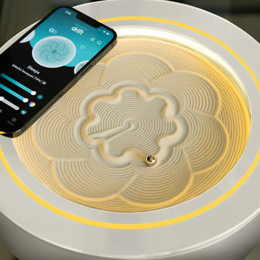 Homedics 11" Drift Sandscape - Zen Garden, Smart LED Lighting & Wi-Fi Enabled (Cream) - three thousand
