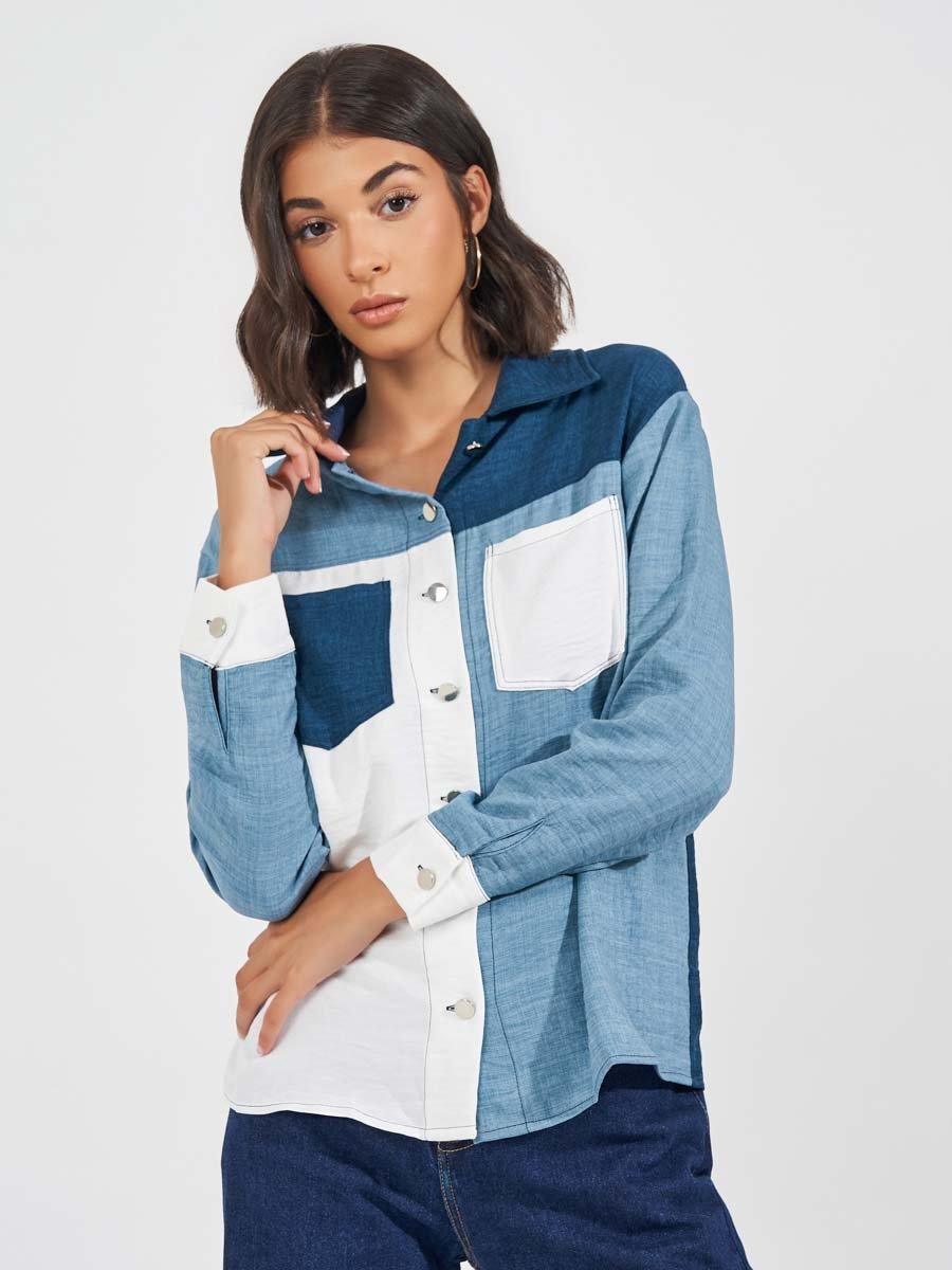 Women's Button - Up Shirt Long Shirt - three thousand