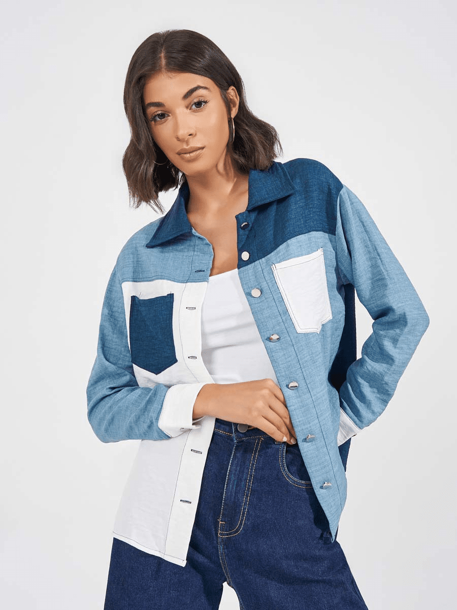 Women's Button - Up Shirt Long Shirt - three thousand